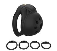 Hdynasty Nueva Jaula de Seguridad de Nido de Abeja con núcleo de Bloqueo pequeño para Hombre, ventilada y Transpirable, con Cuatro mosquetones fijos (38mm/43mm/48mm/52mm) (Negro, Anillo Arco)