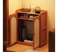 HDZNDH Caja De Almacenamiento Router WiFi con Puerta De Ratán, Armario Ocultador para Modem Y Decodificador, Caja De Suelo De Bambú con Organizador De Cables para Oficina Y Hoga