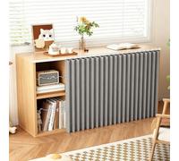 HDZNDH Cortinas De Gabinete Armario para Cocina, Cortina Magnética Opaca Estilo Acordeón, Tela Efecto Lino, Riel Silencioso Autoadhesivo, Bloquea Polvo Y Luz, Ideal para Bajo Fregadero Y Armarios