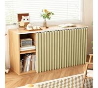 HDZNDH Cortinas De Gabinete Armario para Cocina, Cortina Magnética Opaca Estilo Acordeón, Tela Efecto Lino, Riel Silencioso Autoadhesivo, Bloquea Polvo Y Luz, Ideal para Bajo Fregadero Y Armarios