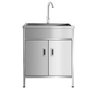 HDZNDH Fregadero con Patas Acero Exterior Jardin Mueble Fregadero Cocina Pila Lavadero Fregadero de Acero Inoxidable Fregadero de Lavandería Portátil con Grifo y Desagüe fregaderos industriales