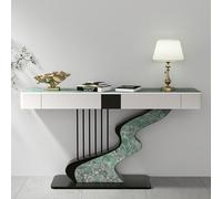 HDZNDH Mesa Recibidor Entrada con Cajones, Consola Recibidor con Tablero De Piedra Sinterizada, Recibidores De Entrada, Estructura De Hierro con Forma De Arpa, para Salón O Recibidor.