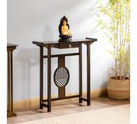 HDZNDH Personal Mesa De Altar con Nicho De Buda,Mesa De Ofrendas Y Altar del Día De Muertos Santuario con Cajón Y Respaldo Calado, Ideal para Entrada, Balcón O Decoración Espiritual