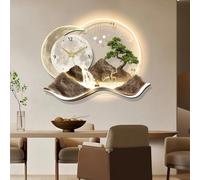 HDZNDH Reloj De Pared 3D Moderno con LED, Reloj Silencioso Creativo Enchufable, Decoración Lunar Colgante para Dormitorio, Cocina, Salón, Oficina, Escuela, Hotel