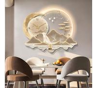 HDZNDH Reloj De Pared 3D Moderno con LED, Reloj Silencioso Creativo Enchufable, Decoración Lunar Colgante para Dormitorio, Cocina, Salón, Oficina, Escuela, Hotel