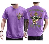 He Called Me to Fish - Camisa retro Christian Matthew 4:19 Faith Fishing Hunting Camo Cross Shirt Unisex, Morado (, XXL