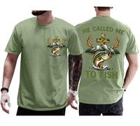 He Called Me to Fish - Camisa retro Christian Matthew 4:19 Faith Fishing Hunting Camo Cross Shirt Unisex, verde, XS