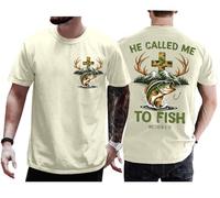 He Called Me to Fish - Camisa retro Christian Matthew 4:19 Faith Fishing Hunting Camo Cross Shirt Unisex, Amarillo cremoso, XL