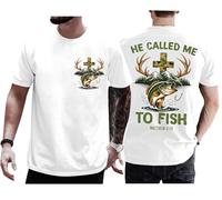 He Called Me to Fish - Camisa retro Christian Matthew 4:19 Faith Fishing Hunting Camo Cross Shirt Unisex, blanco, XL