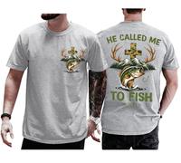 He Called Me to Fish - Camisa retro Christian Matthew 4:19 Faith Fishing Hunting Camo Cross Shirt Unisex, gris, XS