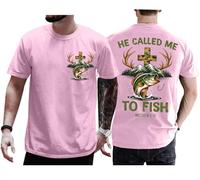 He Called Me to Fish - Camisa retro Christian Matthew 4:19 Faith Fishing Hunting Camo Cross Shirt Unisex, rosa, XS