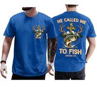 He Called Me to Fish - Camisa retro Christian Matthew 4:19 Faith Fishing Hunting Camo Cross Shirt Unisex, azul real, S