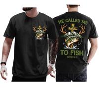 He Called Me to Fish - Camisa retro Christian Matthew 4:19 Faith Fishing Hunting Camo Cross Shirt Unisex, Negro, S
