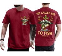 He Called Me to Fish - Camisa retro Christian Matthew 4:19 Faith Fishing Hunting Camo Cross Shirt Unisex, Burdeos, XL