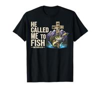 He Called Me To Fish Matthew 4 19 Gráfico de Pesca Cristiana Camiseta