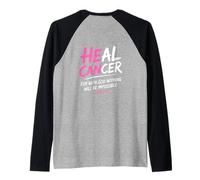 He Can Heal Cancer Breast Cancer Month Christian Bible Verse Camiseta Manga Raglan