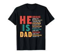 He Is Dad Brave Like David Men Día del Padre Versículos de la Biblia para papá Camiseta