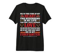 He Is My Firefighter Funny Fireman Firefighters Lovers Camiseta Premium