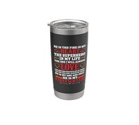 He Is My Firefighter Funny Fireman Firefighters Lovers Vaso térmico de acero inoxidable de doble pared