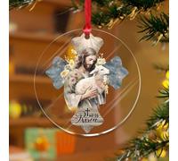 He Is Risen - Adornos colgantes de Jesús cristiano para colgar, discos acrílicos transparentes, colgante religioso católico cristiano para decoración de árbol de Navidad, etiqueta de regalo, placas de