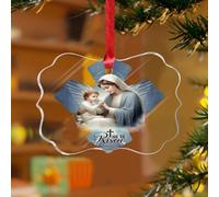 He Is Risen - Adornos colgantes religiosos para colgar cristianos, discos acrílicos transparentes, pesebre, cruz para decoración de árbol de Navidad, placa de nombre