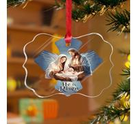 He Is Risen - Adornos de Navidad para colgar en escena de belén de Pascua, discos acrílicos transparentes, recuerdo de belén para decoración de árbol de Navidad, placa de nombre, etiqueta de regalo