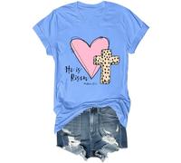 He is Risen - Camisa vintage cristiana con versículo bíblico de Pascua, cruz de Jesús, unisex, Azul (carolina blue), XL