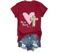 He is Risen - Camisa vintage cristiana con versículo bíblico de Pascua, cruz de Jesús, unisex, Burdeos, M