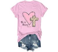 He is Risen - Camisa vintage cristiana con versículo bíblico de Pascua, cruz de Jesús, unisex, rosa, XXL