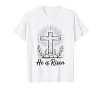 He Is Risen Camiseta gráfica económica, Hombre, Blanco, L