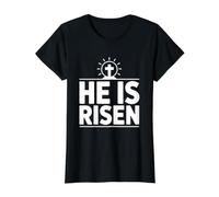 He Is Risen Camiseta gráfica económica, Mujer, Negro, XS