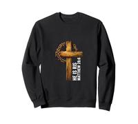 He Is Risen Cross Crown Thorns Mateo 28:6 Fe Cristiana Sudadera