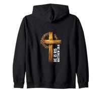 He Is Risen Cross Crown Thorns Mateo 28:6 Fe Cristiana Sudadera con Capucha
