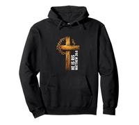 He Is Risen Cross Crown Thorns Mateo 28:6 Fe Cristiana Sudadera con Capucha
