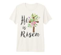 He is Risen Cruz Floral Vintage Feliz Pascua Camiseta Premium
