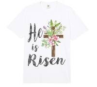 He is Risen Cruz Floral Vintage Feliz Pascua Comfort Colors Adult Heavyweight T-Shirt