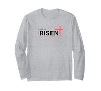 He Is Risen - Diseño de fe Cristiana de Pascua con la Cruz roja Manga Larga