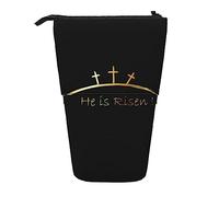 He is Risen Happy Easter Day - Estuche para lápices de pie de gran capacidad, estuche portátil para lápices para mujer, color, 5.0cm*10.5cm*20.5cm, Estuche para lápices