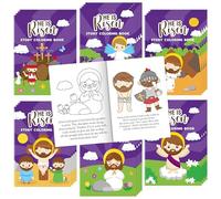 He is Risen - Libros para colorear para niños - 24 piezas a granel de historias de Pascua mini folleto para colorear religioso DIY libro de dibujo para niños pequeños, primavera, Pascua, vacaciones