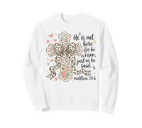 He Is Risen Matthew 28 6 Cruz Floral Fe Cristiana Pascua Sudadera