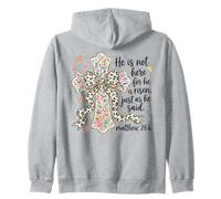He Is Risen Matthew 28 6 Cruz Floral Fe Cristiana Pascua Sudadera con Capucha