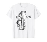 He is Risen Matthew 28 6 Lindo Jesus Pascua Dibujado a Mano Garabato Camiseta