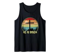 He is Risen Retro Vintage Feliz Pascua Camiseta sin Mangas