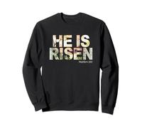 He is Risen - Watercolor Passover Easter Cross of Jesus Sudadera