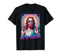 He Is Rizzin Jesús Gafas Retro Humor Pascua Cultura Pop Camiseta