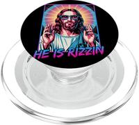 He Is Rizzin Jesús Gafas Retro Humor Pascua Cultura Pop PopSockets PopGrip para MagSafe