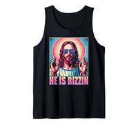 He Is Rizzin Jesús Humor Religioso Cultura Pop Icono Moderno Camiseta sin Mangas