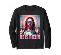 He Is Rizzin Jesús Humor Religioso Cultura Pop Icono Moderno Manga Larga