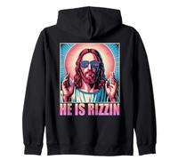 He Is Rizzin Jesús Humor Religioso Cultura Pop Icono Moderno Sudadera con Capucha