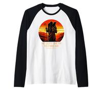 He Left The 99 To Find Me Shepherd Sunset Christian Graphic Camiseta Manga Raglan